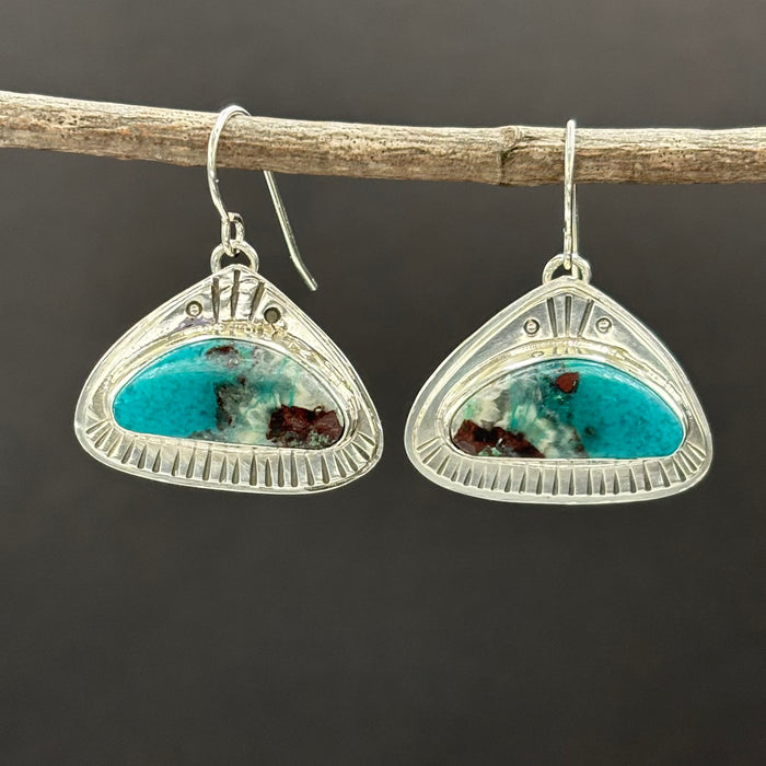 Blanche- chrysocolla stamped earrings