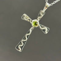 Cross- Sterling silver and peridot cross pendant