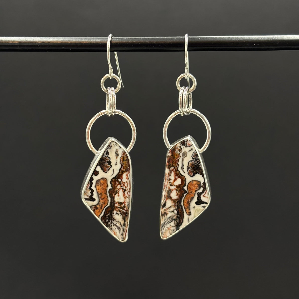 Odessa- leopard skin jasper dangle earrings in sterling silver