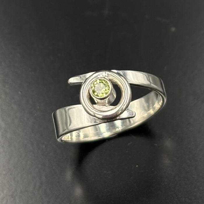 Kiera- Sterling silver peridot bypass ring