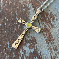Cross- Sterling silver and peridot cross pendant
