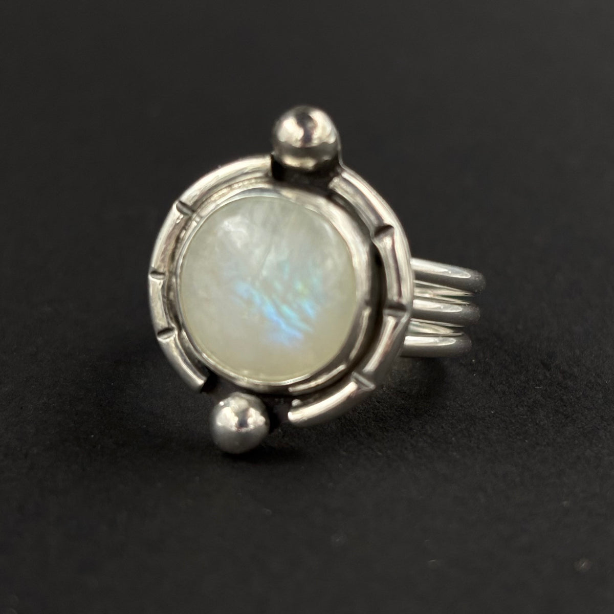 Simone- sterling silver and moonstone triple band ring