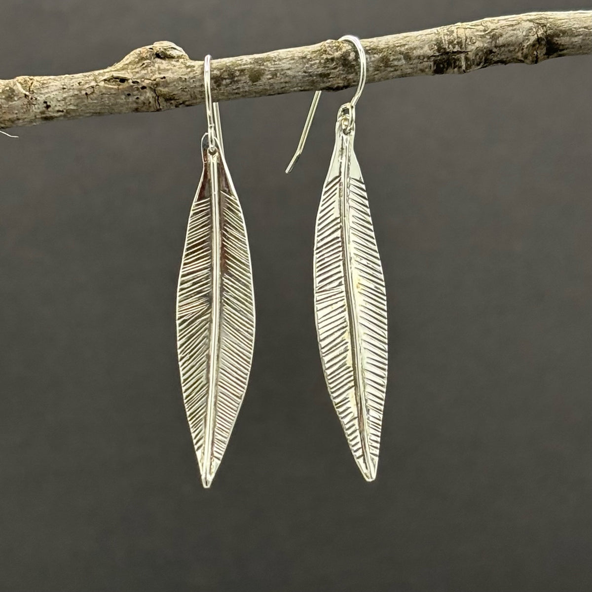 Oleander Leaf- Sterling Silver  Dangle Earrings