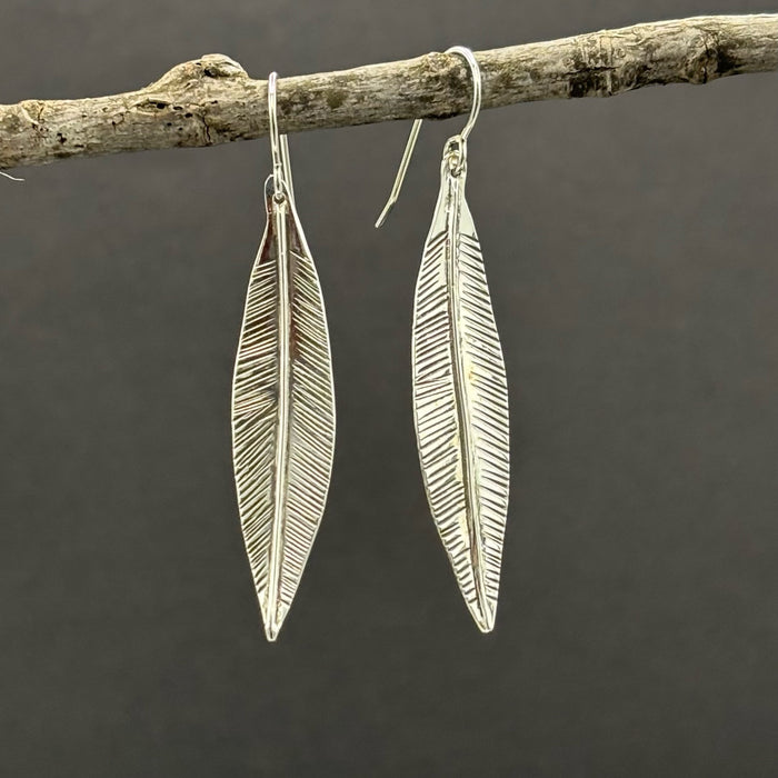 Oleander Leaf- Sterling Silver  Dangle Earrings