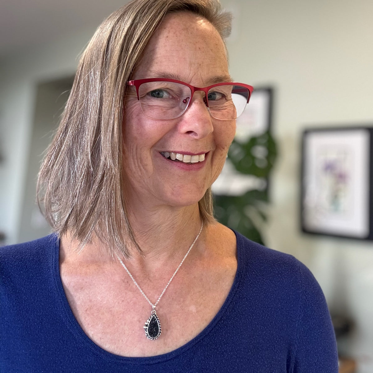 Bette- Sterling Silver Black Druzy Necklace