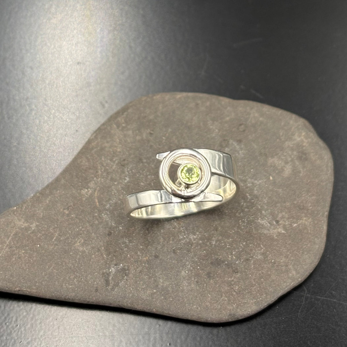 Kiera- Sterling silver peridot bypass ring