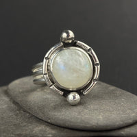 Simone- sterling silver and moonstone triple band ring