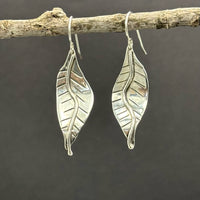 Ficus Leaf- Sterling silver dangle earrings