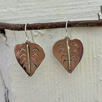 Heart Leaf- Sterling silver dangle earrings