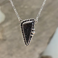 Vivienne- Sterling Silver Black Druzy Necklace