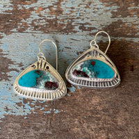 Blanche- chrysocolla stamped earrings