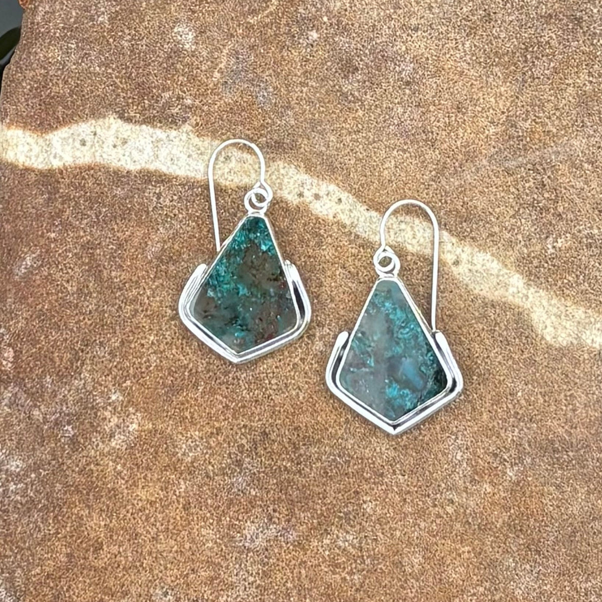 Glacier- Translucent crysocolla in quartz earrings