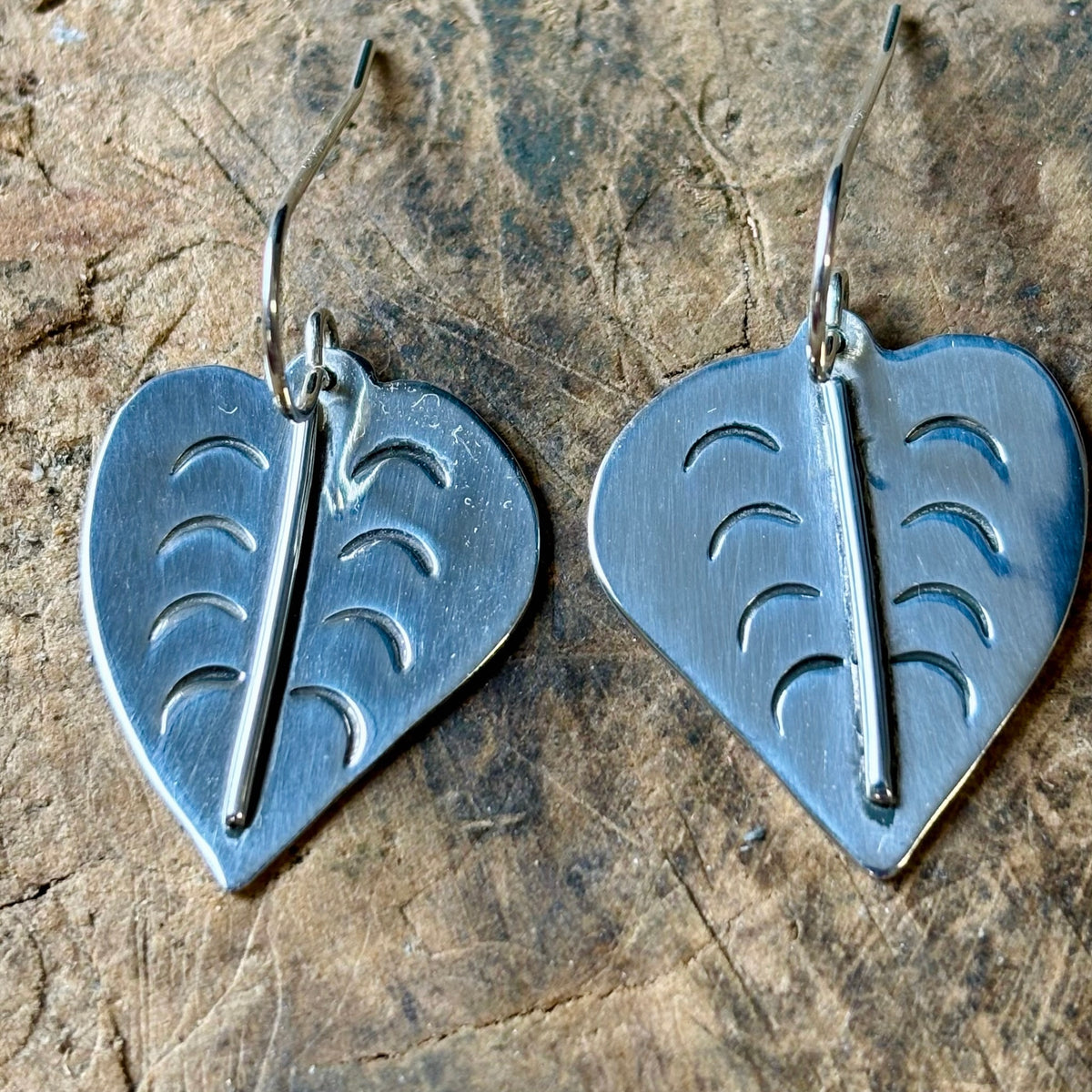 Heart Leaf- Sterling silver dangle earrings
