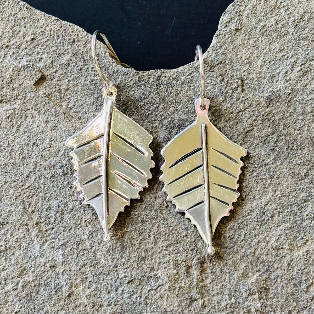 Cape Honeysuckle Leaf- Sterling silver dangle earrings