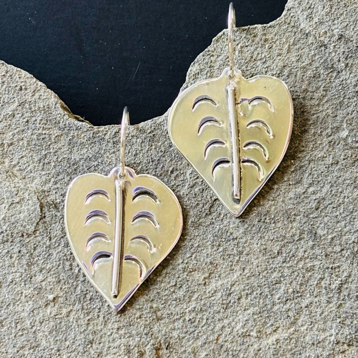 Heart Leaf- Sterling silver dangle earrings
