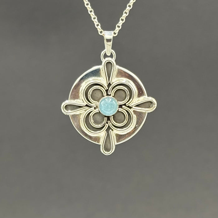 Fiona- sterling silver medallion aquamarine