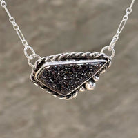 Arlene — Sterling Silver Black Druzy Necklace