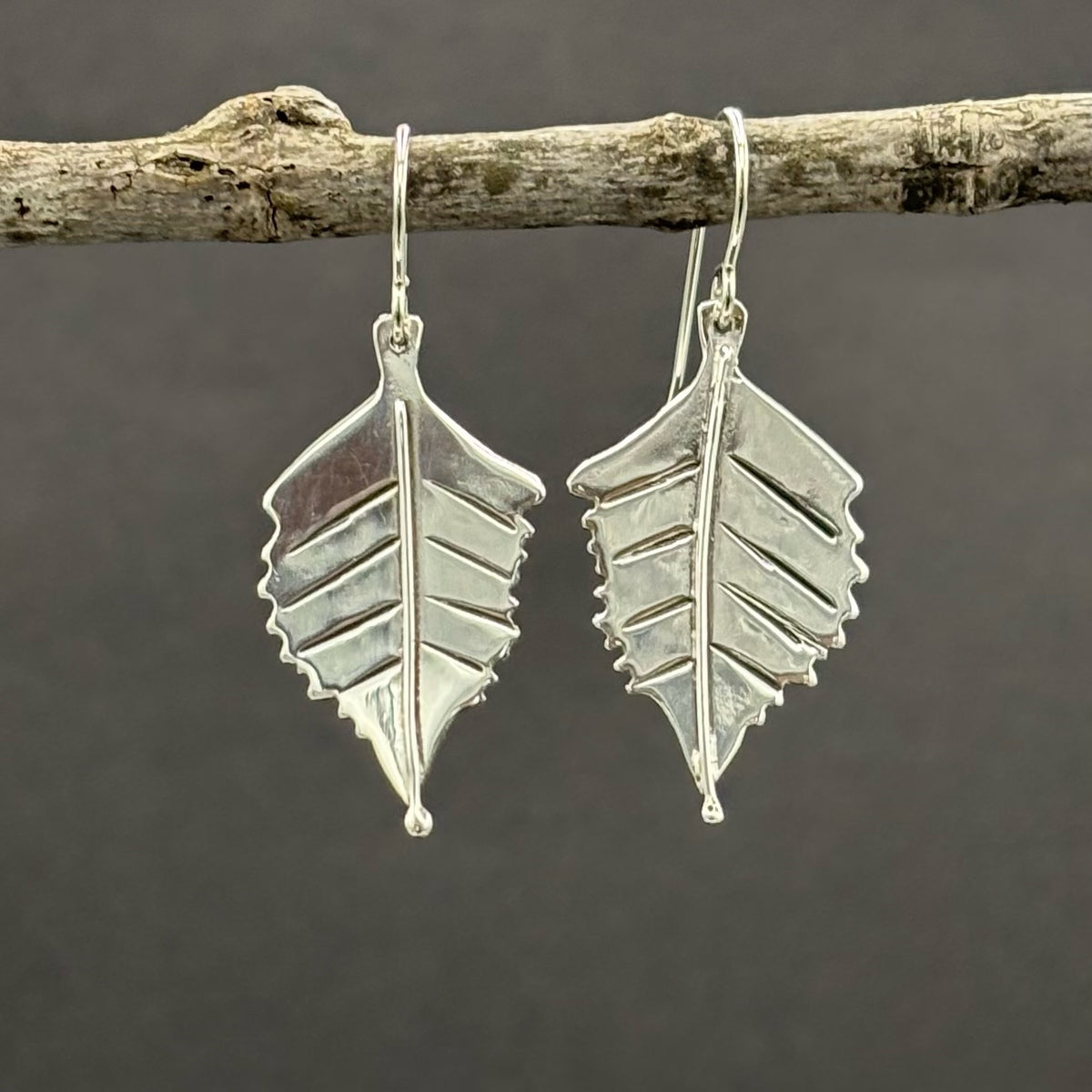 Cape Honeysuckle Leaf- Sterling silver dangle earrings