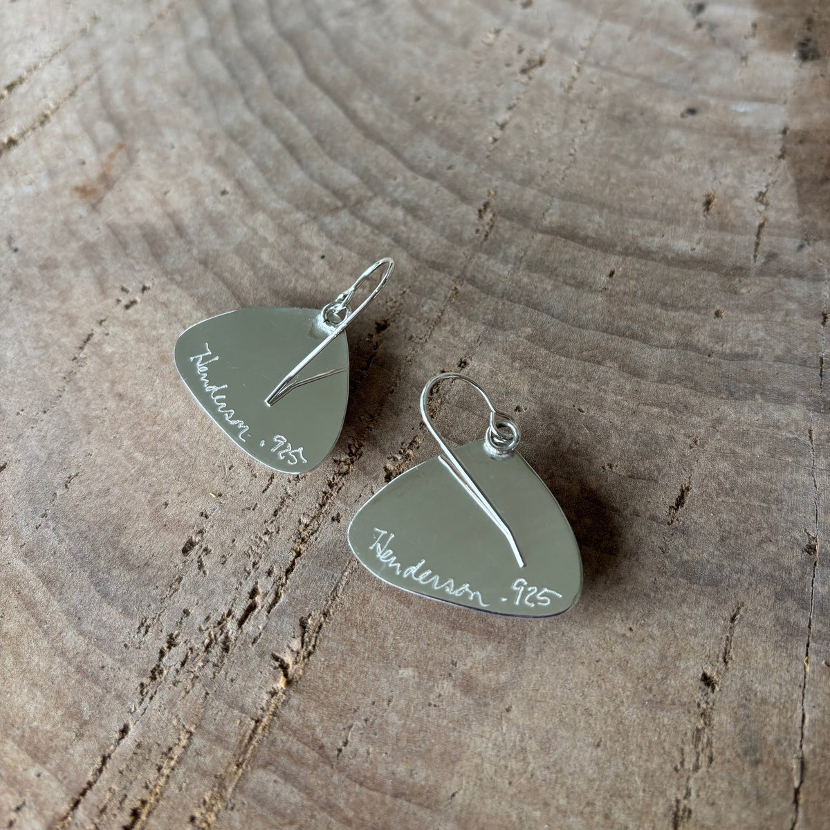 Blanche- chrysocolla stamped earrings
