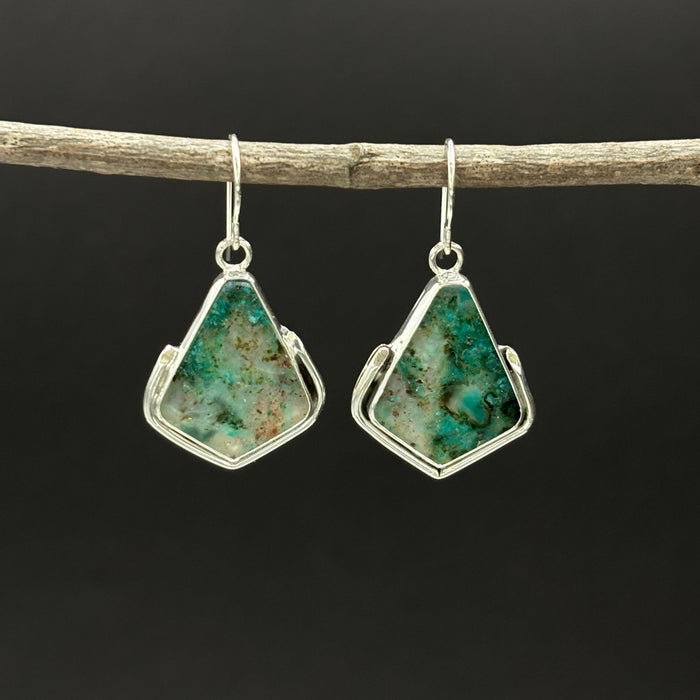 Glacier- Translucent crysocolla in quartz earrings