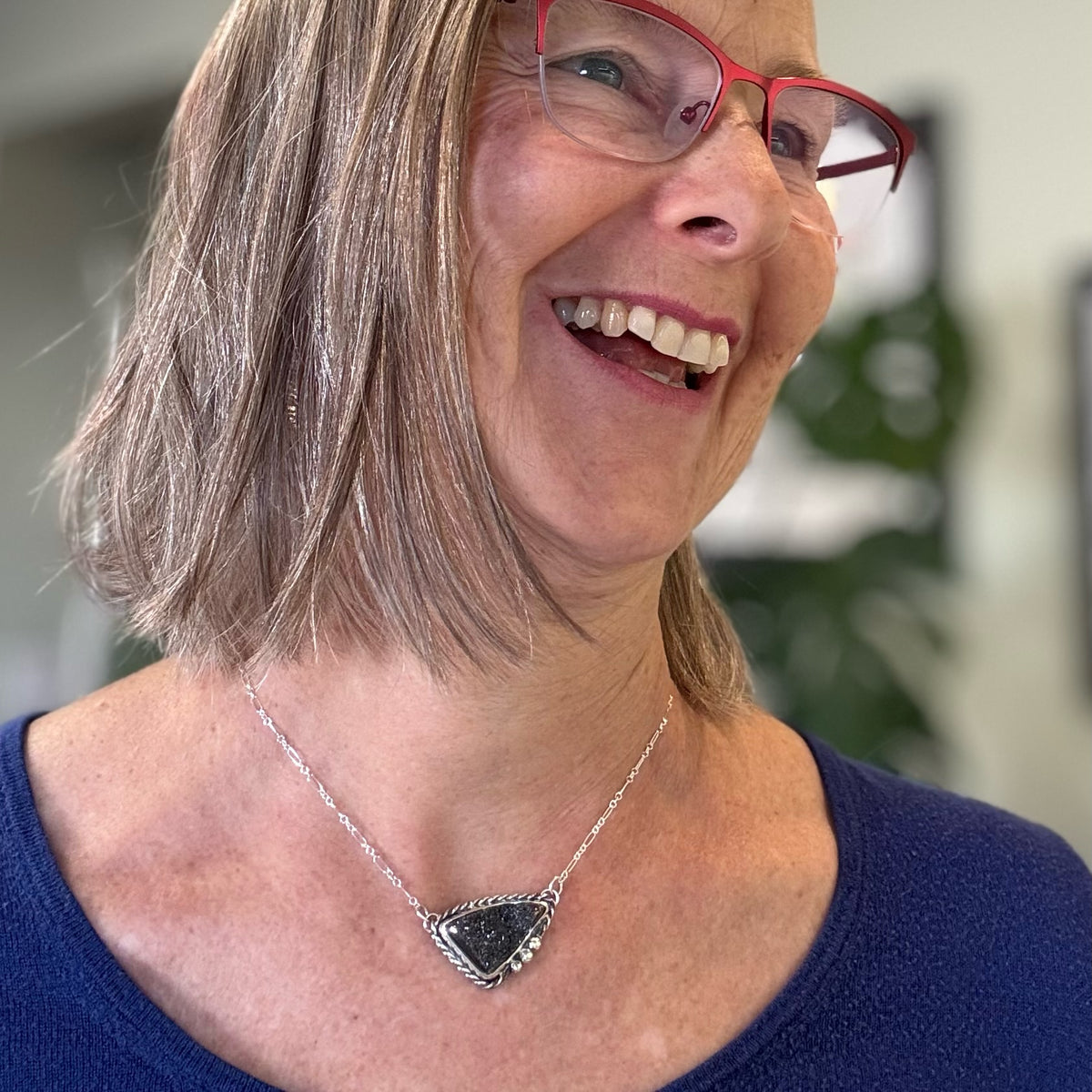 Minx- Sterling Silver Black Druzy Necklace