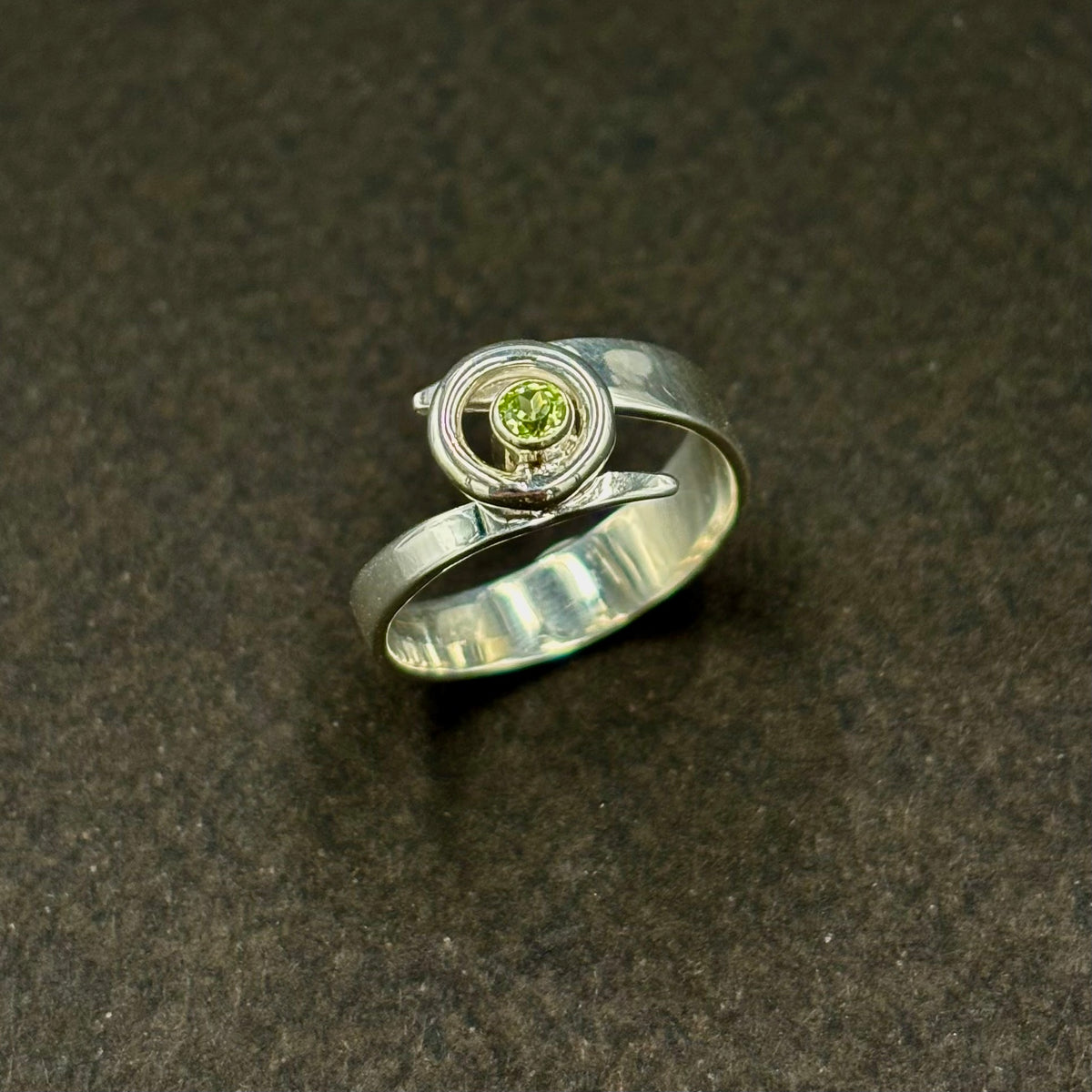 Kiera- Sterling silver peridot bypass ring