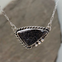 Minx- Sterling Silver Black Druzy Necklace
