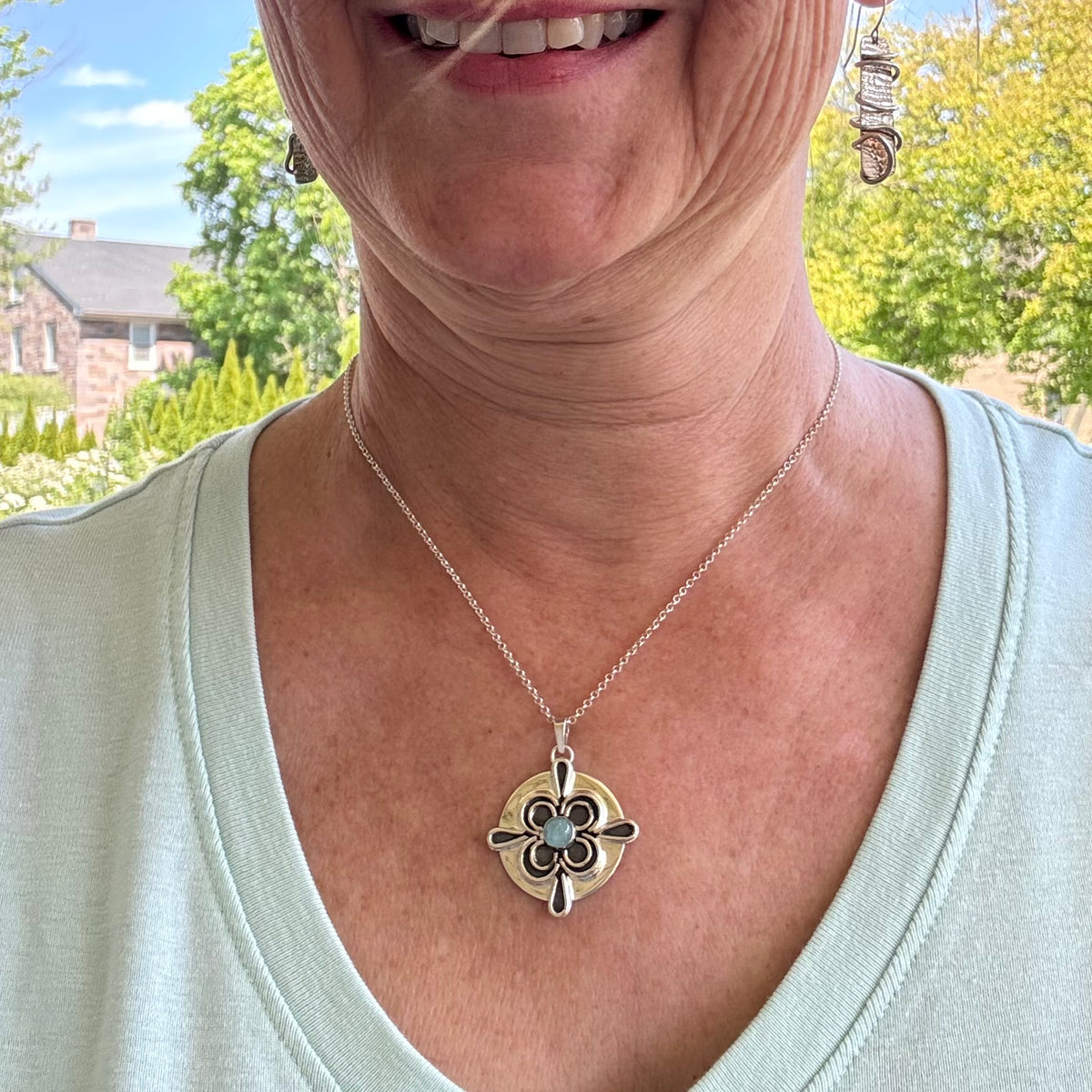 Fiona- sterling silver medallion aquamarine