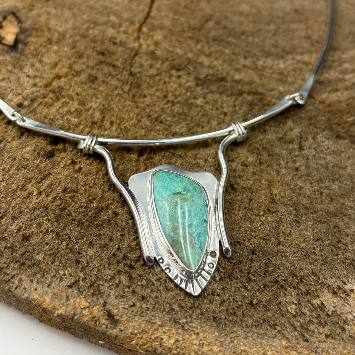 Martina- collar-like pendant with turquoise set in sterling silver