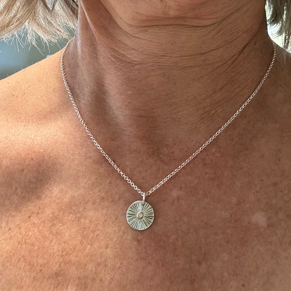Kara — Sterling silver +Diamond + 14K Gold Pendant