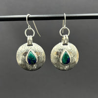 Cindy- Sterling silver dangle concho style earrings