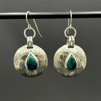 Cindy- Sterling silver dangle concho style earrings
