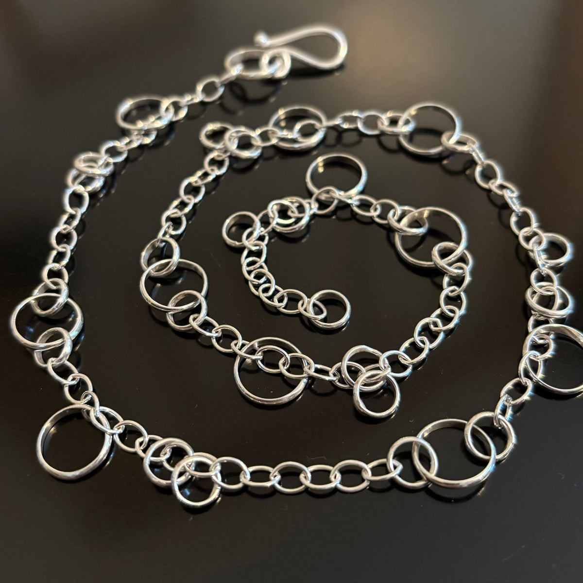 Cadence- sterling silver multi loop adjustable necklace 21"