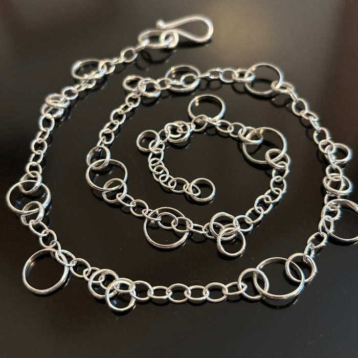 Candace- sterling silver multi loop adjustable necklace 21"