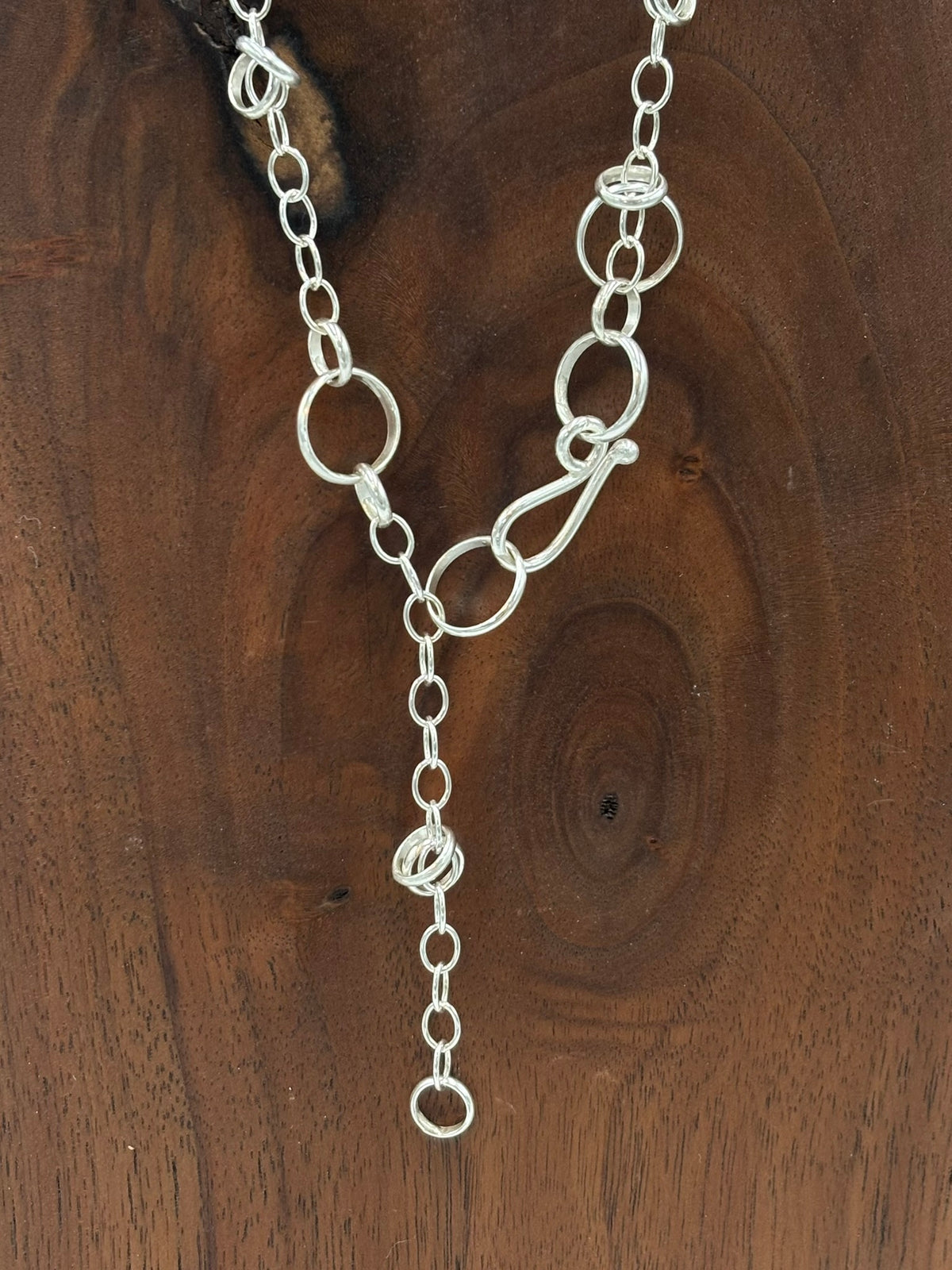 Cadence- sterling silver multi loop adjustable necklace 21"