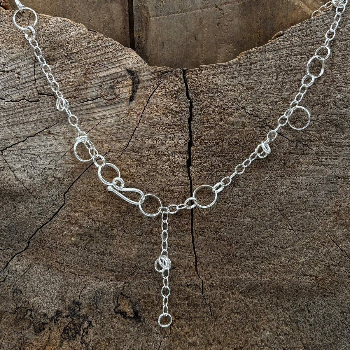 Cadence- sterling silver multi loop adjustable necklace 21"