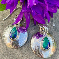 Cindy- Sterling silver dangle concho style earrings