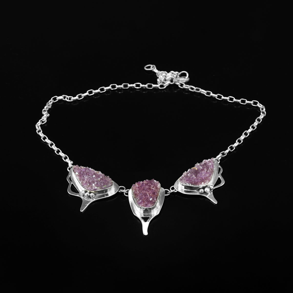 Vanessa — Sterling Silver Amethyst Druzy Necklace