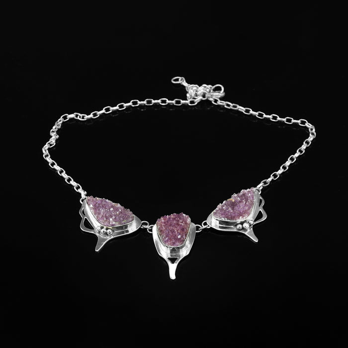 Vanessa — Sterling Silver Amethyst Druzy Necklace